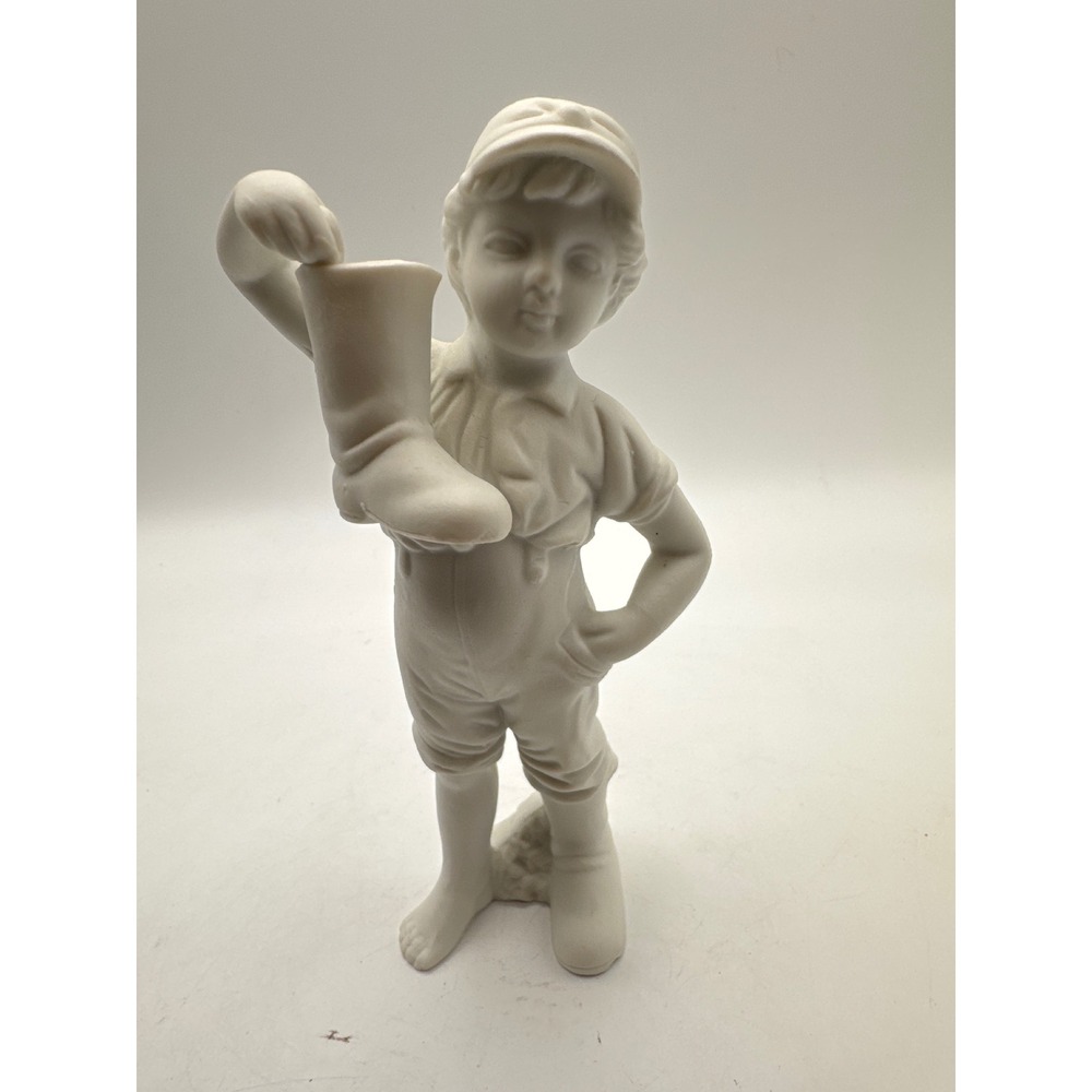 Vintage Porcelain Boy Holding Boot Figurine‎ Japan Collection Decor